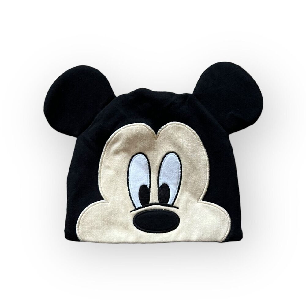 Disney Baby Mickey Mouse Face with Ears Soft Stretch Cotton Beanie 9-12 mos NWOT